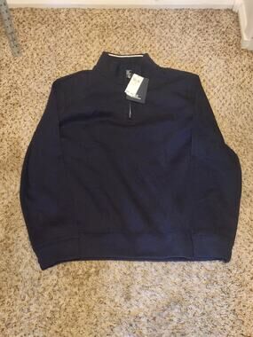 Nwt MAGASCHONI 1/4-zip Mock Pullover Men's LG Black